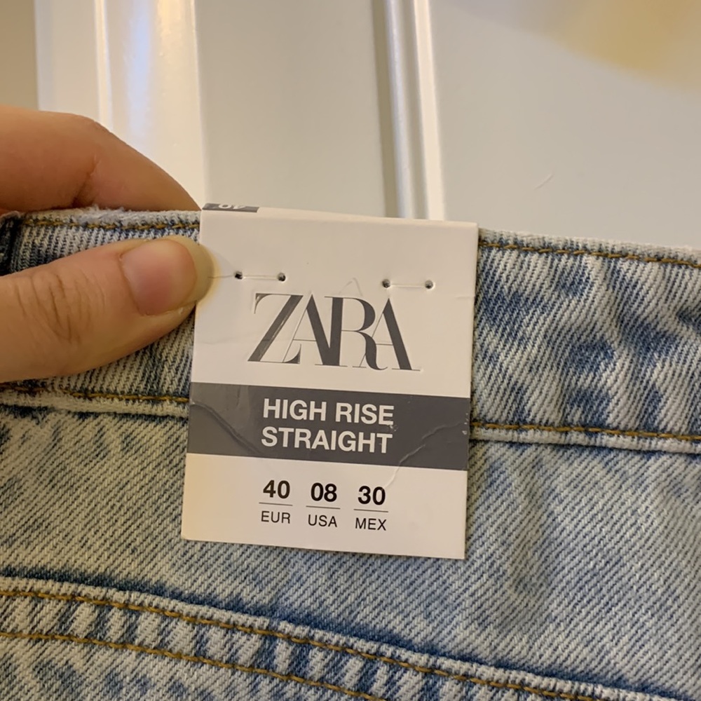 Zara High Rise Straight Leg Jeans - Picture 14 of 16
